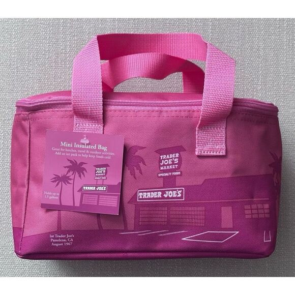 Trader Joe’s PINK Mini Insulated Cooler Tote Bag - Picture 1 of 6